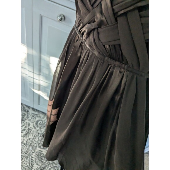 Signature Robbie Bee Dress Women's Sz 12 Chocolate Velvet Lattice Satin Cocktail - Picture 6 of 12